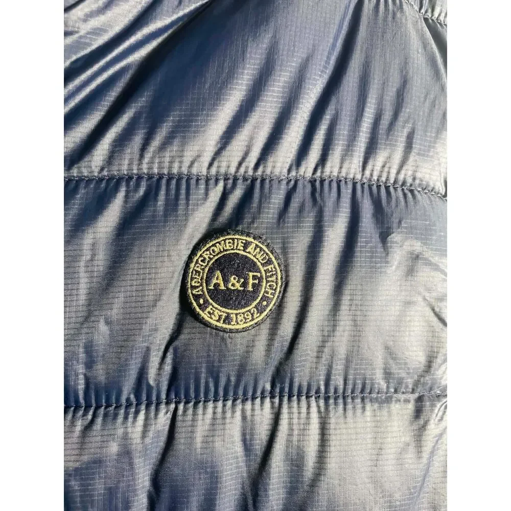 Abercrombie & Fitch Men's Blue Down Puffer Vest Size Medium Y2K